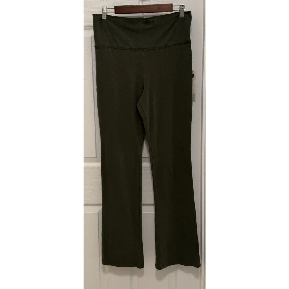 No Boundaries Fold Over Flare Pants Sea Turtle Green Large NWT Women
